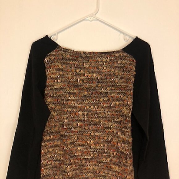 THML ANTHROPOLOGIE ANTHRO Beige Orange Brown Black Nubby Textured Shift Dress S - Picture 2 of 11